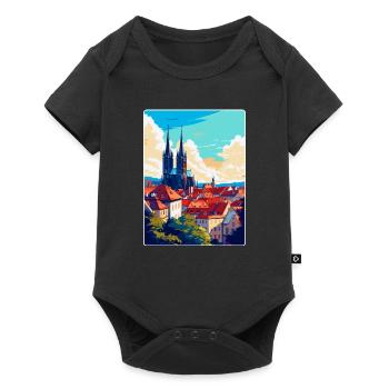 Brünn Tschechische Republik Vintage Reiseplakat Souvenir - Baby Premium Kurzarmbody - Schwarz - Vorne