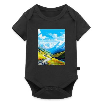 Stilfser Joch Italien Vintage Reiseposter WPA Souvenir - Baby Premium Kurzarmbody - Schwarz - Vorne