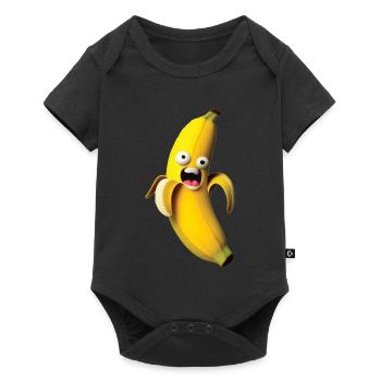 Ausdrucksvolle Banana-Figur mit Miene - Baby Premium Kurzarmbody - Schwarz - Vorne