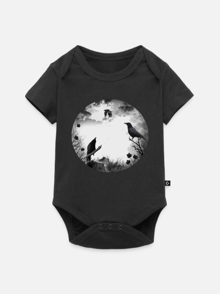 Gothik Krähen Raben - Baby Premium Kurzarmbody - Schwarz