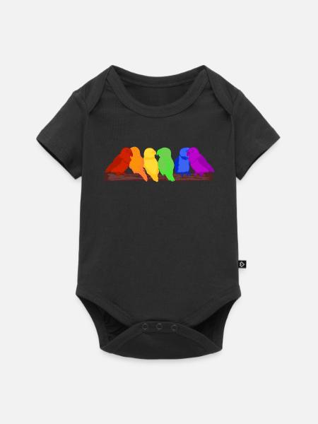 Regenbogen der Vögel - Baby Premium Kurzarmbody - Schwarz