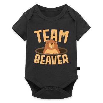 Team Biber Wildtier Tier Kanada Damm Nagetier - Baby Premium Kurzarmbody - Schwarz - Vorne