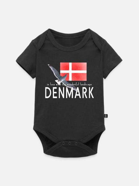 Dänemark Danmark Möwe - Baby Premium Kurzarmbody - Schwarz