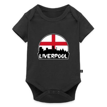 Liverpool England Flagge Skyline Silhouette Reisen - Baby Premium Kurzarmbody - Schwarz - Vorne