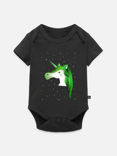 Einhorn Sternenhimmel - Baby Premium Kurzarmbody - Schwarz