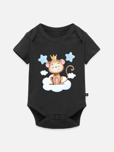 Süßes Affen Baby - Baby Premium Kurzarmbody - Schwarz