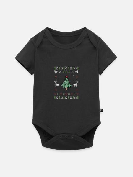 Weihnachtsbaum Ugly Christmas - Baby Premium Kurzarmbody - Schwarz
