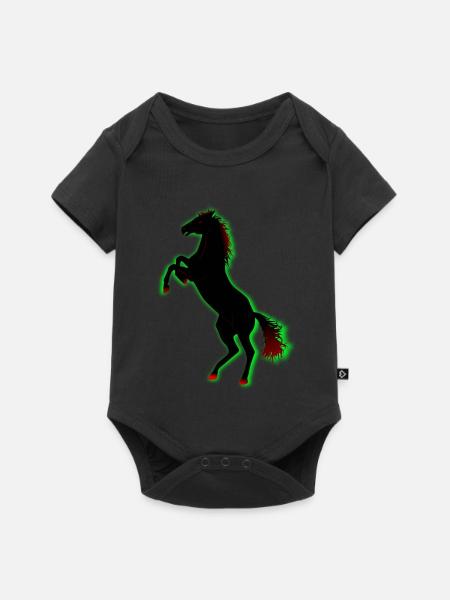 Pferd - Baby Premium Kurzarmbody - Schwarz