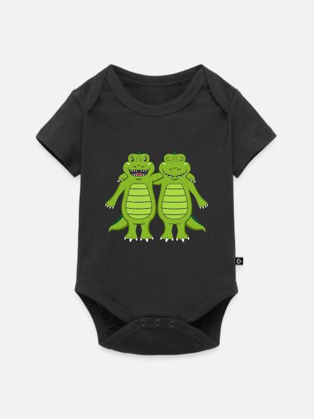 Krokodile - Baby Premium Kurzarmbody - Schwarz