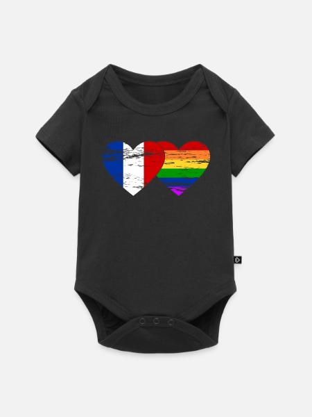 Frankreich Regenbogen Flagge used - Baby Premium Kurzarmbody - Schwarz