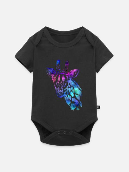 Giraffe - Baby Premium Kurzarmbody - Schwarz