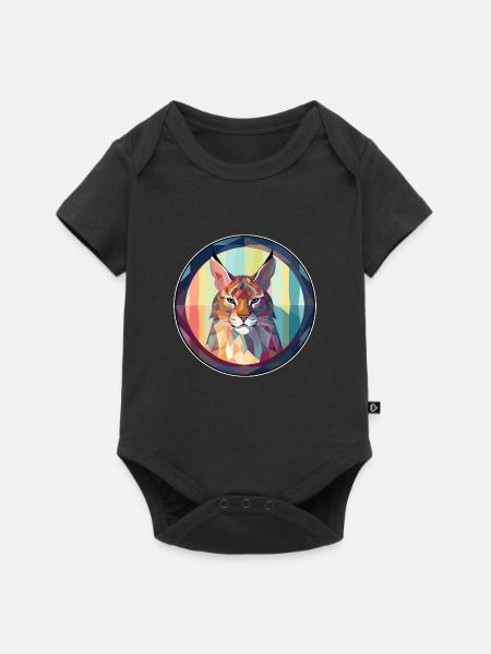 Luchs Buntes Cartoon-Kawaii-Tier - Baby Premium Kurzarmbody - Schwarz