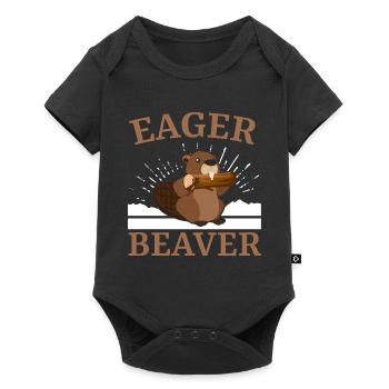Eifriger Biber Wildtier Tier Kanada Damm Nagetier - Baby Premium Kurzarmbody - Schwarz - Vorne