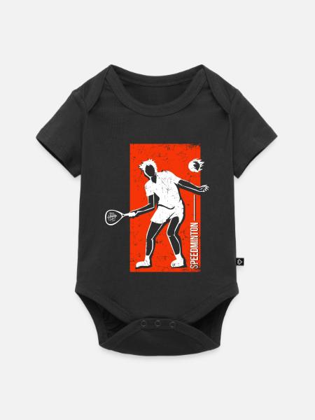 Federleichte Speedminton Ballwechsel - Baby Premium Kurzarmbody - Schwarz