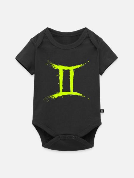 Sternzeichen Zwillinge Gelb Gemini Symbol - Baby Premium Kurzarmbody - Schwarz