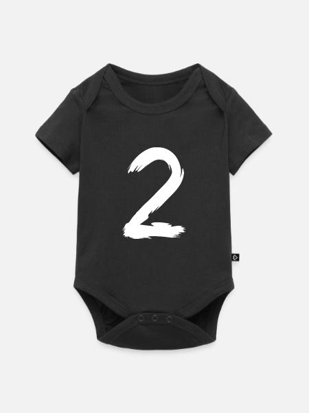 Zahl 2 Bürste - Baby Premium Kurzarmbody - Schwarz