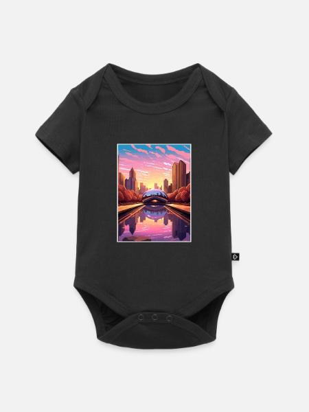 Chicago Illinois Millennium Park Reiseplakat - Baby Premium Kurzarmbody - Schwarz