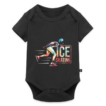Eleganter Eiskunstlauf Wettkampf - Baby Premium Kurzarmbody - Schwarz - Vorne