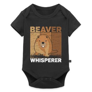 Biberflüsterer Wildtier Tier Kanada Damm Nagetier - Baby Premium Kurzarmbody - Schwarz - Vorne