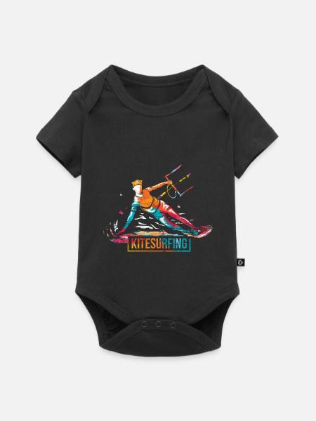 Dynamischer Kitesurfer Küstenwind - Baby Premium Kurzarmbody - Schwarz
