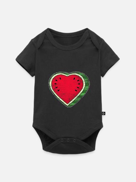 Erfrischende Wassermelone Herzform - Baby Premium Kurzarmbody - Schwarz