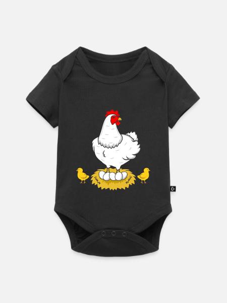 Huhn Henne Hahn Eier - Baby Premium Kurzarmbody - Schwarz