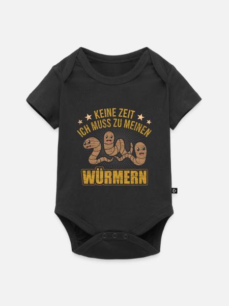 Würmer Spruch Wurmzucht Vermikultur - Baby Premium Kurzarmbody - Schwarz
