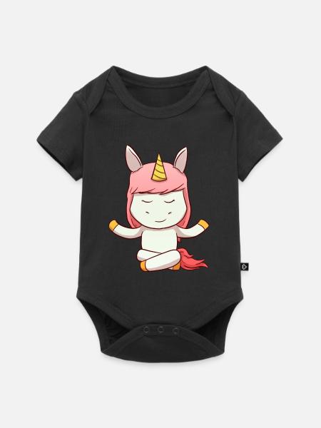 Unicorn Meditation - Baby Premium Kurzarmbody - Schwarz