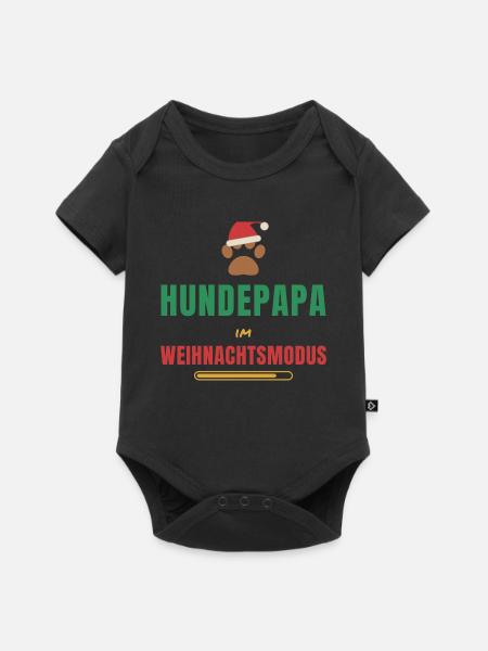 Hundepapa im Weihnachtsmodus – Hund - Baby Premium Kurzarmbody - Schwarz