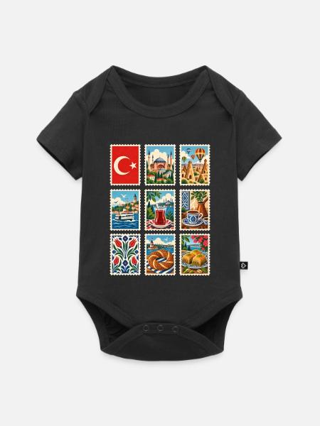 Türkei Briefmarken - Baby Premium Kurzarmbody - Schwarz