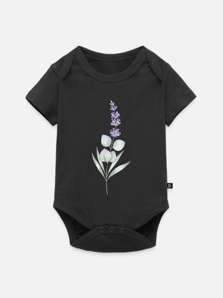 Lavendel- und Eukalyptus-Botanische Kunst - Baby Premium Kurzarmbody - Schwarz