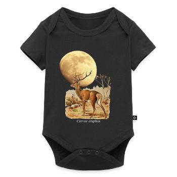 Hirsch und Mond: Cervus Elaphus - Baby Premium Kurzarmbody - Schwarz - Vorne