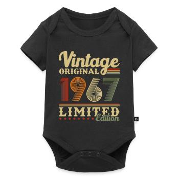 60 Jahre 1967 Vintage Retro Geburtstagsgeschenk - Baby Premium Kurzarmbody - Schwarz - Vorne