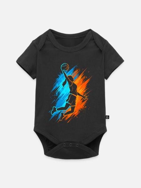 Basketball Damen Mädchen Basketballer Kinder - Baby Premium Kurzarmbody - Schwarz