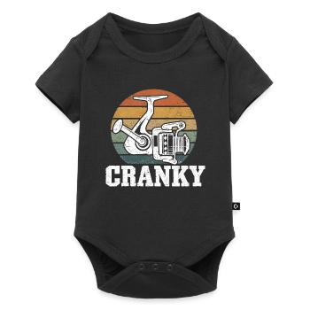 Angeln Retro Fischer Spruch Angelrolle Motiv Deko - Baby Premium Kurzarmbody - Schwarz - Vorne