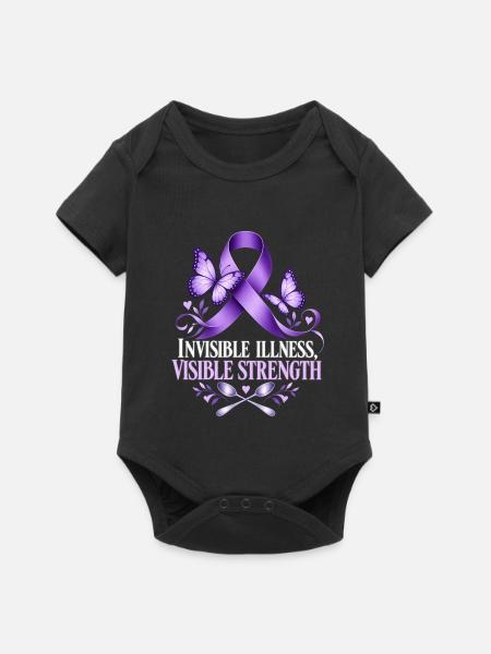 INVISIBLE ILLNESS, VISIBLE STRENGTH – Spoonie - Baby Premium Kurzarmbody - Schwarz