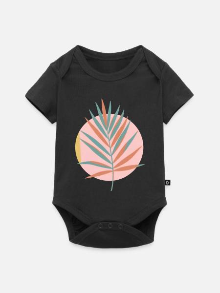Boho-Tropenpalmenblatt-Ästhetik - Baby Premium Kurzarmbody - Schwarz