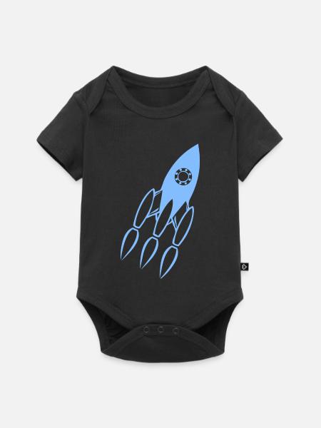Blau Raketen Silhouette - Baby Premium Kurzarmbody - Schwarz