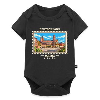 Deutschland Mainz Vintage Reisemarke - Baby Premium Kurzarmbody - Schwarz - Vorne