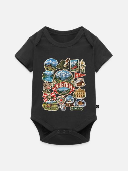 Österreich Reisesticker - Baby Premium Kurzarmbody - Schwarz