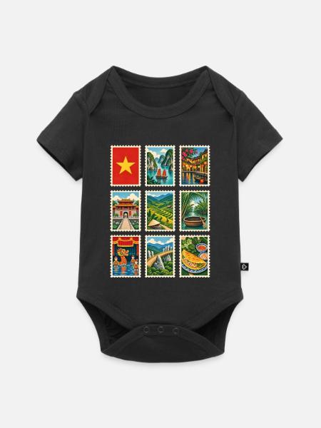 Vietnam Briefmarken - Baby Premium Kurzarmbody - Schwarz