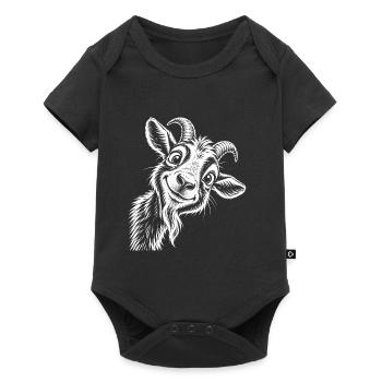 Verspielte Ziegenzeichnung - Baby Premium Kurzarmbody - Schwarz - Vorne
