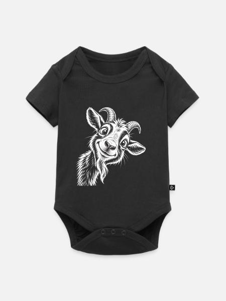 Verspielte Ziegenzeichnung - Baby Premium Kurzarmbody - Schwarz