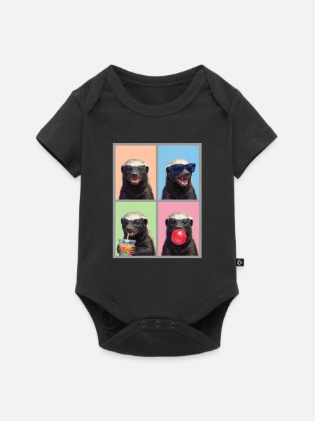 Honey Badger Honigdachs - Baby Premium Kurzarmbody - Schwarz