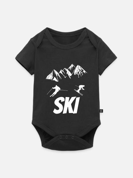 Skifahren - Baby Premium Kurzarmbody - Schwarz