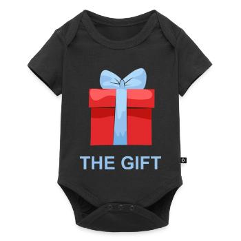 Rotes Geschenk mit Blauem Band - Baby Premium Kurzarmbody - Schwarz - Vorne