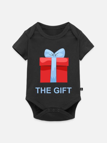 Rotes Geschenk mit Blauem Band - Baby Premium Kurzarmbody - Schwarz