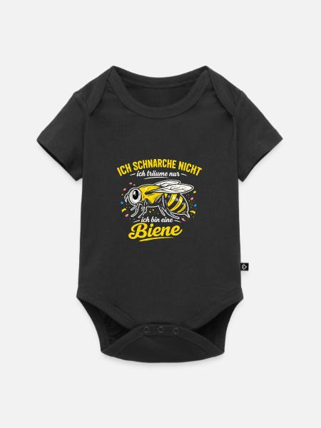 Ich schnarche nicht lustiger Bienenspruch - Baby Premium Kurzarmbody - Schwarz