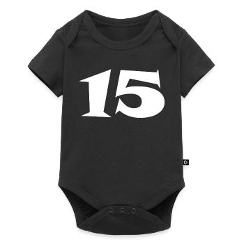 15. 15 JAHRE. 15-JÄHRIGES JUBILÄUM. 15-JÄHRIGES JUBILÄUM. - Baby Premium Kurzarmbody - Schwarz - Vorne