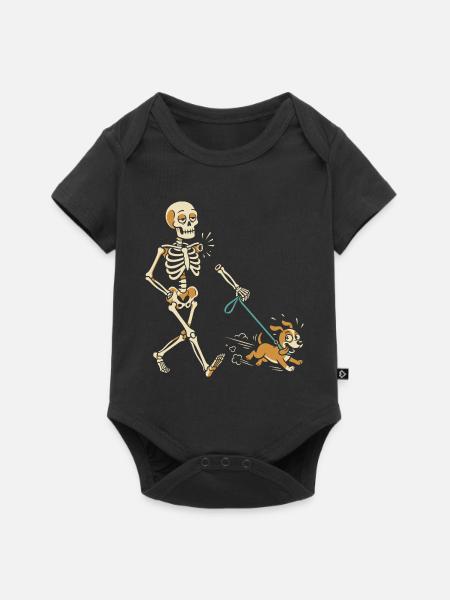 Stürmische Gassirunde Skelett - Baby Premium Kurzarmbody - Schwarz